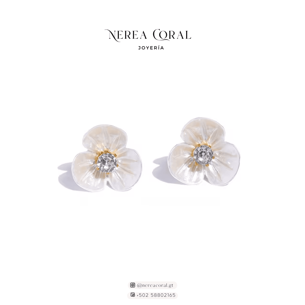 aretes de flor blanca zirconia gt 