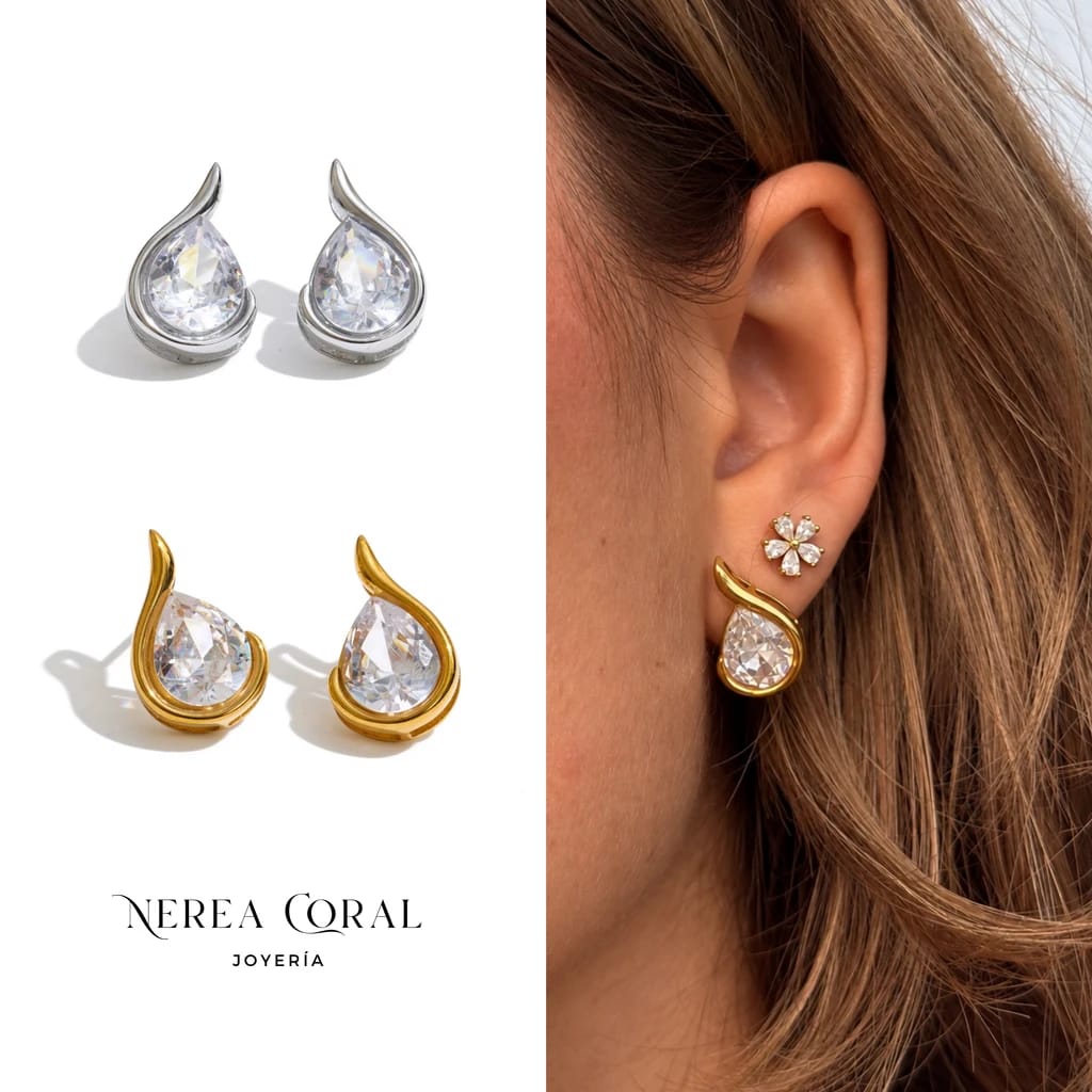 Joyería acero inoxidable zirconias Guatemala collar anillo arete