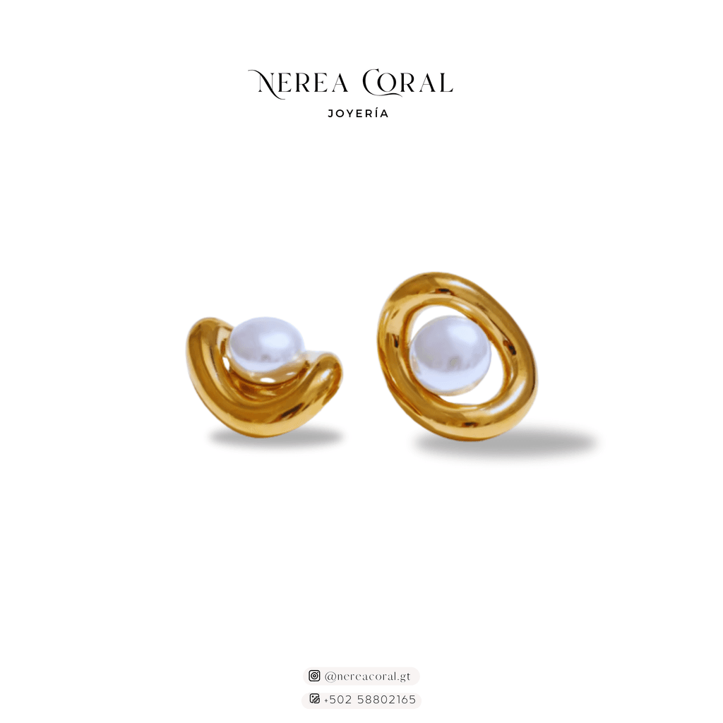 Aretes dorados perla